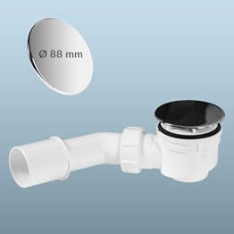 Ablaufgarnitur für Duschwannen mit Ø52mm Ablaufloch inkl. Ablaufbogen und Geruchssperre, große Abdeckhaube -