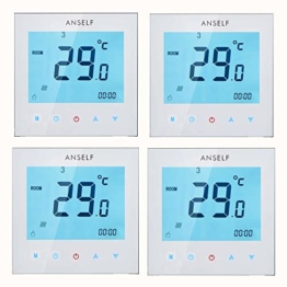 Anself 4 Stück Programmierbar Raumthermostat mit LCD Touch Screen Wasser Heizung Wöchentliche Room Thermostat Controller 3A 110 – 230 V - 1