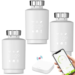 BSEED Smart Home Heizkörperthermostat, ZigBee intelligente Heizungssteuerung per Tuya App und Smart Life mit Alexa und Google Home, für gängige Heizkörperventile 3 Pack (Tuya Hub enthalten) - 1