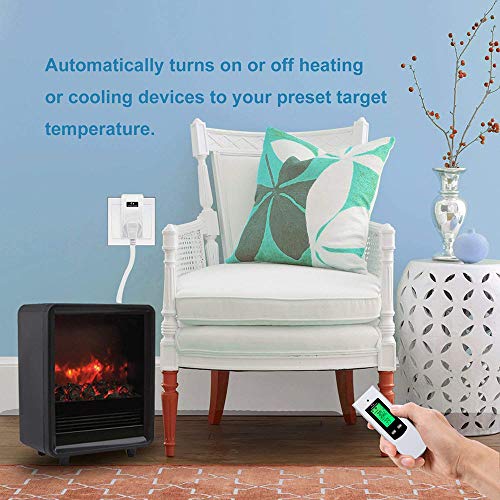 Diymore Wireless Thermostat Steckdose – 230V, 16A, 3680W, Heiz- & Kühlmodus, LCD, 20m Reichweite, Mit Temperatursensor