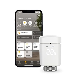 Eve Thermo - Smartes Heizkörperthermostat, Made in Germany, spart Heizkosten, Heizungssteuerung (App/Zeitpläne/Anwesenheit), einfach installiert, Bluetooth, Thread, Apple HomeKit - 1