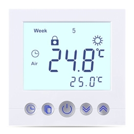 FLOUREON Raumthermostat digital Thermostat programmierbar Raumtemperaturregler für Fussbodenheizung Wasser Heizung Wandheizung Wandthermostat mit großer LCD-Bildschirm 230V 3A - 1