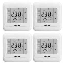 LCD Touchscreen Raumthermostat Elektrisch Digital Tempraturregler Thermostat Fußbodenheizung elektrisch 16A weiße Hintergrundbeleuchtung Neu DE(4 PACK) - 1