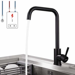 Lonheo Niederdruck Wasserhahn Küche Armatur aus Edelstahl, 360° Schwenkbar Küche Mischbatterie Einhebelmischer für Kaltwasser und einen Wasserboiler konzipiert - 1