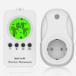 NASHONE Thermostat Steckdose Wireless Steckdosenthermostat, Infrarotheizung Thermostat mit Zeitschaltuhr, Heizung- und Kühlmodus. 3680W - 1