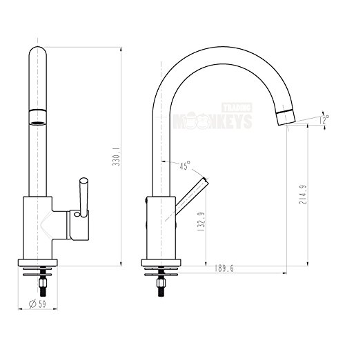Spültischarmatur Wasserhahn Küche Spülbecken Spültisch Armatur Edelstahl Finish, matt gebürstet ...