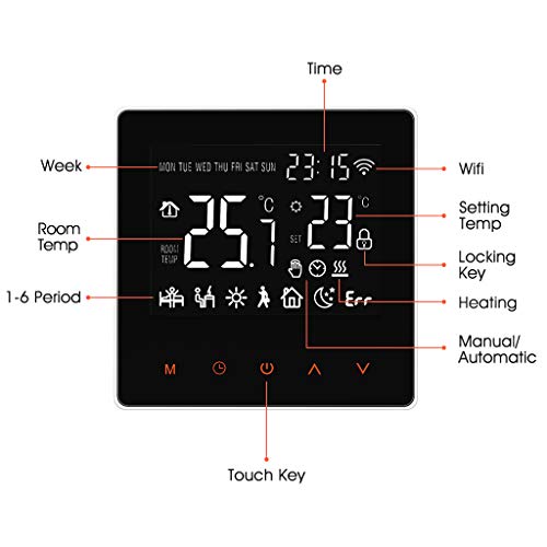 Thermostat Heizung Raumthermostat digitaler Wandthermostat programmierbar Raumtemperaturregler f/ür elektrische Fussbodenheizung Wandheizung mit gro/ßer LCD-Bildschirm 230V 16A