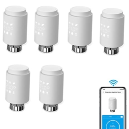 Zigbee 6 Stück Smartes Heizkörperthermostat, WiFi Thermostat Smart Home Heizungsregler für alle Ventile,Thermostat für Heizung und Digitale Einzelraumsteuerung per App - 1
